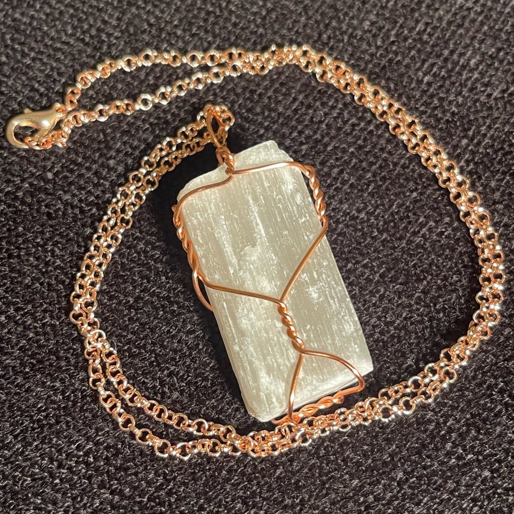 COPY - Selenite pendant wrapped in copper